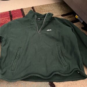 Stussy Men's Forest Green Zip-Up Sweater
